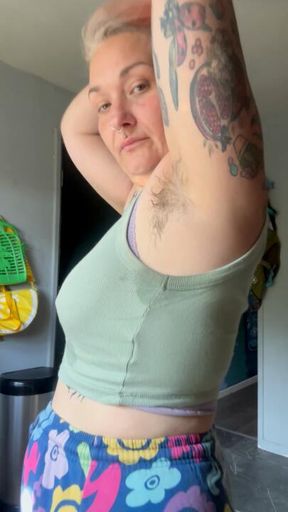 Face Ride from Your Sweaty Hairy Kink Mother - Post Walk Striptease & Pussy Grind POV