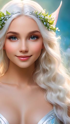 Ai Artistic Nude - Beautiful Woman Holding Snowdrop with Arctic-white Diamond Jewelry
