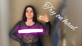 Transperent&amp;mesh clothes try on Sexy Tattooed alternative model