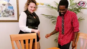 Office Slut proves she's qualified for the job by giving a dirty blowjob