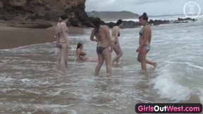 Girls Out West - Nasty lesbian orgy at the beach