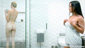 Im sharing a shower with my milfs Girlfriend