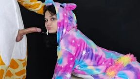 Deep Throat Gagging on His Huge Cock