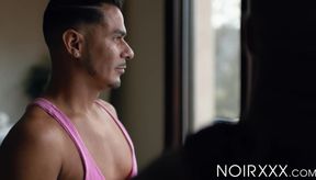 Sizzling hot Cesar Xes covered my dark face with his sticky white cum