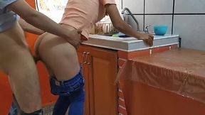 Mexican Housewife gets caught off guard and fucked in the kitchen