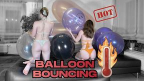 balloon bouncing with 2 girls