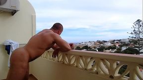 Naked On The Balcony And When The Neighbors See Jerking Off And Cumshot!