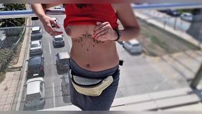I show my breasts on a busy street and crowded train