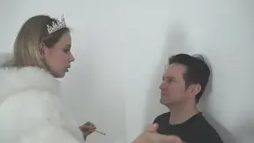 Dominant Princess Teases Submissive Adult in Studio