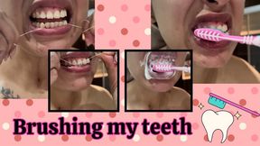 Brushing, flossing and rinsing my teeth