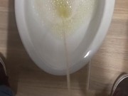 Peeing in a bathroom stall
