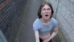 Ultra-mischievous nubile trans doll gets ultra-horny in public alleyway