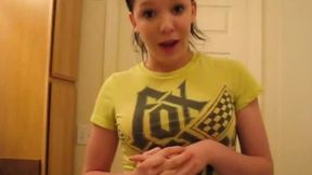 Petite teen strips and teases for the camera