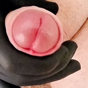 Yahim Behar. Masturbation with black latex gloves