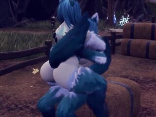 Yiff futah having sex with yiff woman in wild and having wild sex with loud groans and getting cream pie in the end