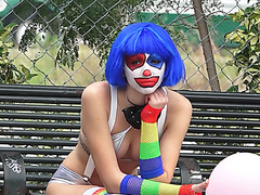 Super sexy clown gets picked up and fucked along the way