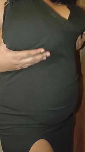 Amateur with big tits exposes her chest for a tease.