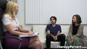 Stepsiblings and MILF therapist have a crazy threesome