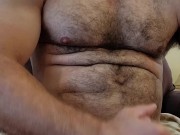 MUSCLE BEAR FLEXING AND CUMS IN GLASS