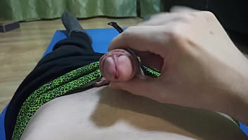 The guy is playing with his dick
