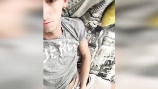 Homemade video of twink jerking off into cum explosion