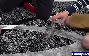 Horny old stepdad have a three way blowjob with twinks