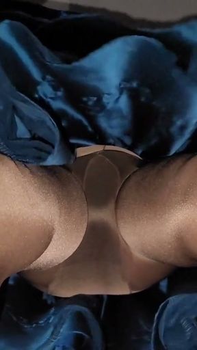 Looking up my blue satin formal skirt.   Clip 2
