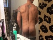Flexing muscles in the bathroom and masturbating  - VIKTOR ROM -