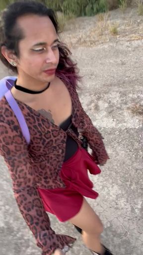 On a nature walk flashing my cock