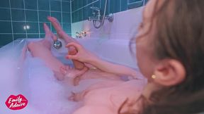 relaxing in the bathtub – with my 19 inch dildo!