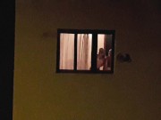 Polyamory video #79 Spy on two lesbians through the window and go to visit them