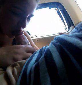 Car blowjob on vacation trip