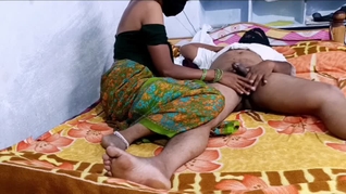 Indian hot wife Homemade handjob blowjob footjob part 1