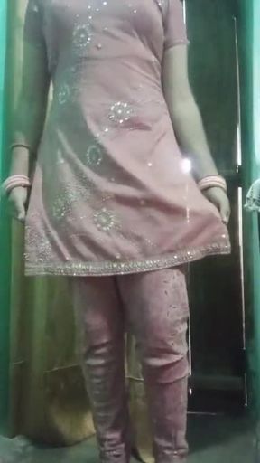 Indian Gay Crossdresser Bottom real homemade sex in pink salwar kurta with heavy jwellery just like