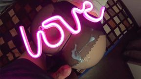 Big Ass Babe in Pantyhose Sucks Cock and Fucks by the Light of Pink Lamp LOVE - Amateur Couple Romantic Home Sex POV