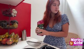 innocent girl blue dress cumwalk