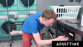 ADULT TIME - Clueless 18 Undressed And Fuck Group Of Sensual MILFs At Laundromat!