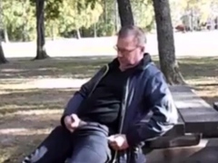 Jack and cum in public