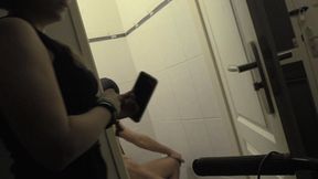 dildosucking and smoking in the toilet