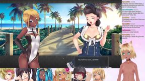 Lewd VTuber Neko’s Anime Threesome in Lingerie During Live Game Stream