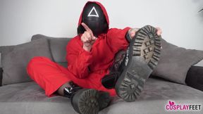 Tattooed Babe with Big Tits Puts on a Mask and Gets Into Character for a Daring Tease