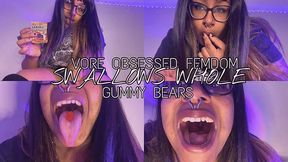 Vore Obsessed Femdom Swallows Gummy Bears Whole