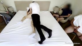 My Cuckold妻 Gets 4-Man Throat Deep Cuming