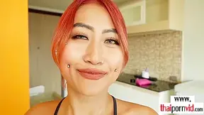 Pierced Thai Teen 18+ Bargirl Fang Taking Care Of A Hard White Cock