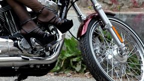 Hot MILF show us her body on the bike
