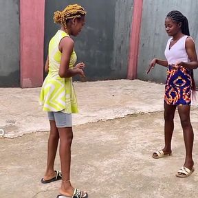 African Girls Playing Local Game Outdoor