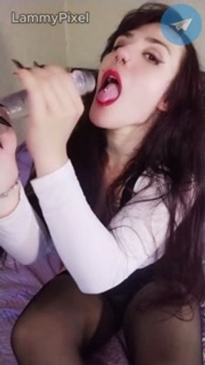 Handjob and sweet blowjob from Lammy Pixel with imitation of cumshot