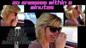 20 SNEEZES WITHIN 10 MINUTES! MANNY SPRAY SNEEZES AND BLOWS HERE NOSE! ) REMASTERED wmv