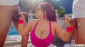 Curvy Gets Dped By 2 Eager Legal-age Studs