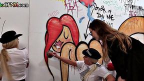 Gloryhole police femdoms in orgy with curious voyeurs